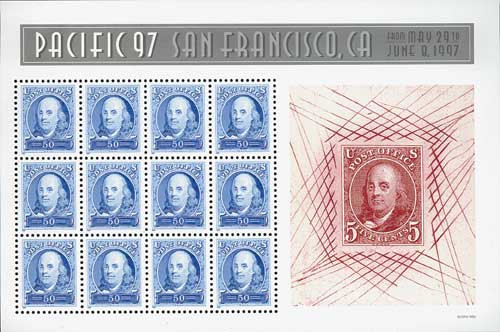 3139 - 1997 50c Ben Franklin, sheet of 12