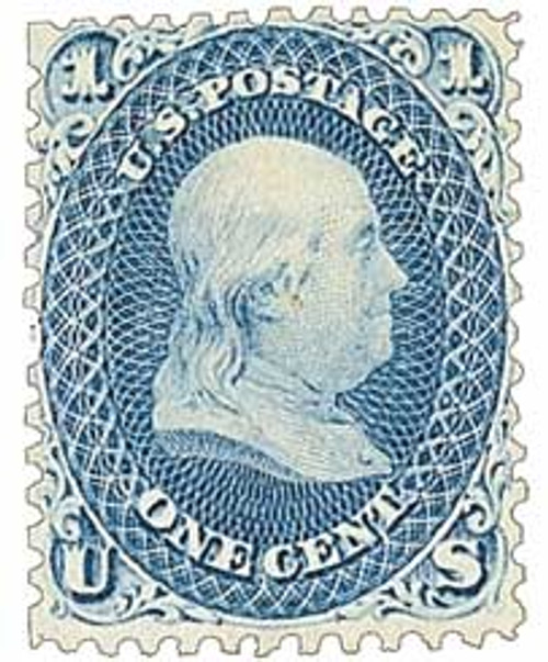 63 - 1861 1¢ Benjamin Franklin, blue