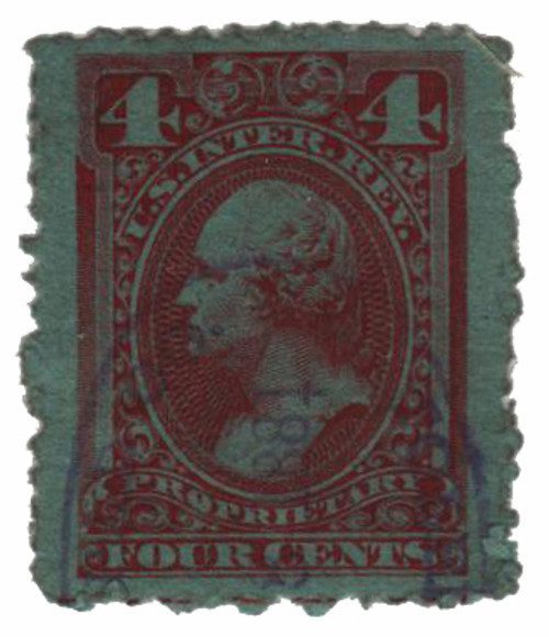 RB15b - 1875-81 4c Proprietary Stamp - watermark, perf, red