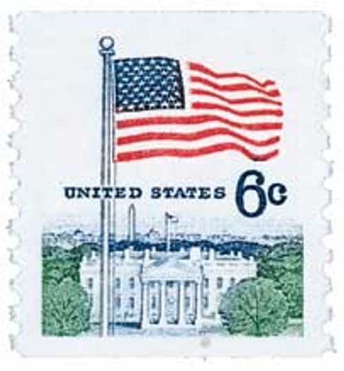 1338A - 1969 6c Flag and White House, Perforated 10 Vertically