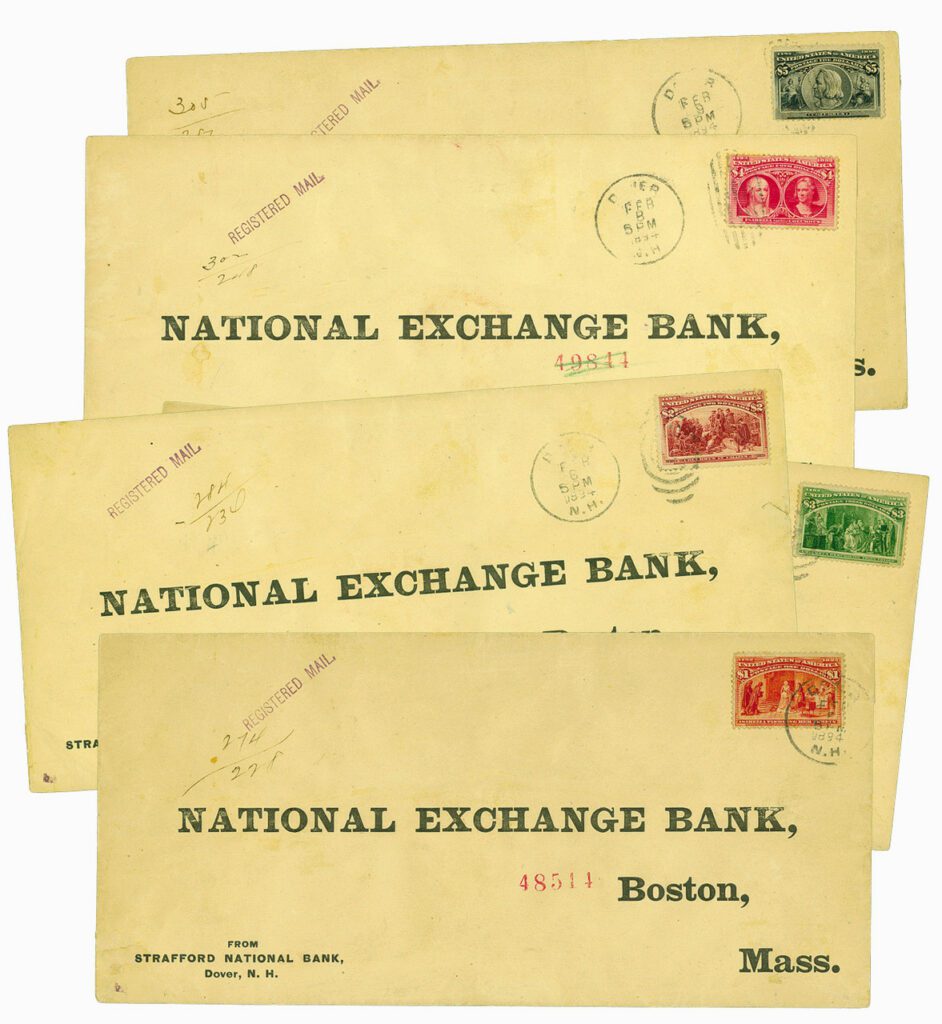 241-45 - Complete Set of Dollar-Value Columbians On Registered Covers