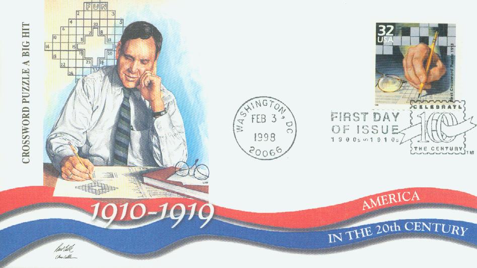 3183l - 1998 32c Celebrate the Century - 1910s: First Crossword Puzzle Fleetwood First Day Cover