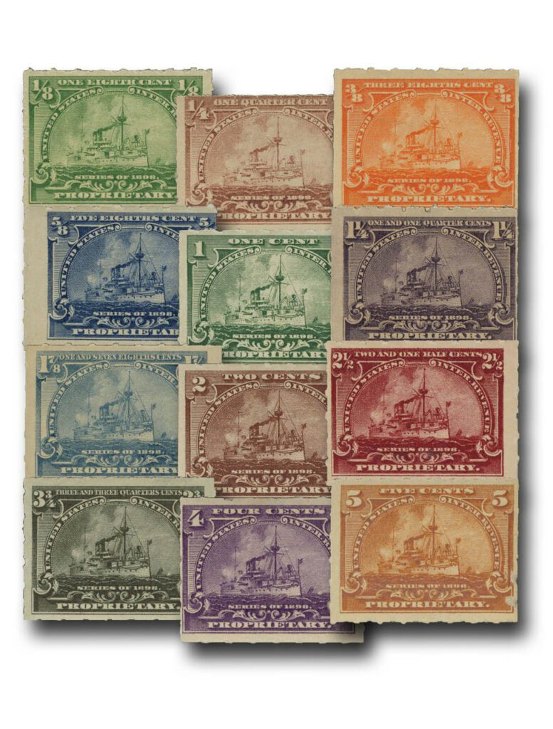 # RB20-31 - 1898 1/8c-5c Proprietary Stamps - "Remember the Maine!"